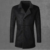 one lamb fur long coat men's thick warm-Black-4