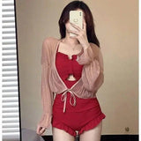 One-piece Sexy Swimsuit Conservatively Hides Belly And Looks-Red-7