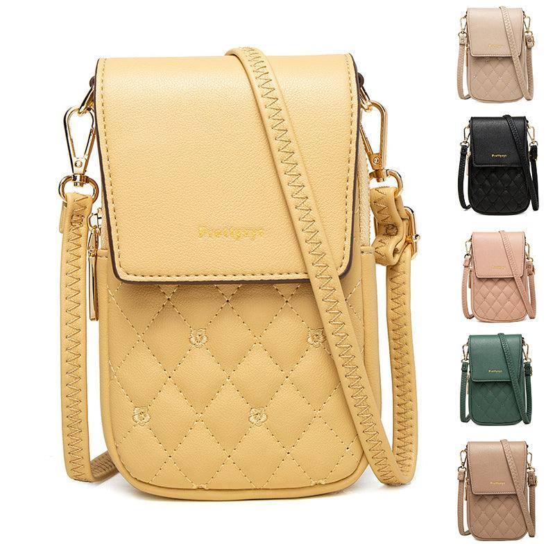 Plaid Sewing Design Mobile Phone Bags For Women Simple Buckle Multifunctional Crossbody Shoulder Bag-1