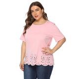 Plus Size Pink Laser-Cut Top 3XL-7XL-4