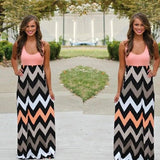 Printed Waves Stripe Long Skirt Dress-1