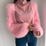 Puff Sleeves Fashion Solid Color Temperament Outer Sweater-11