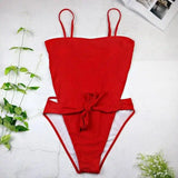 Pure Color Sexy European And American Bikini Beach Vacation-Red-2