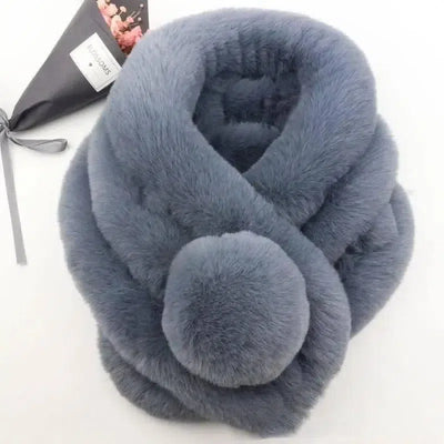 Rabbit Fur Scarf Female Winter Korean-Grey-10