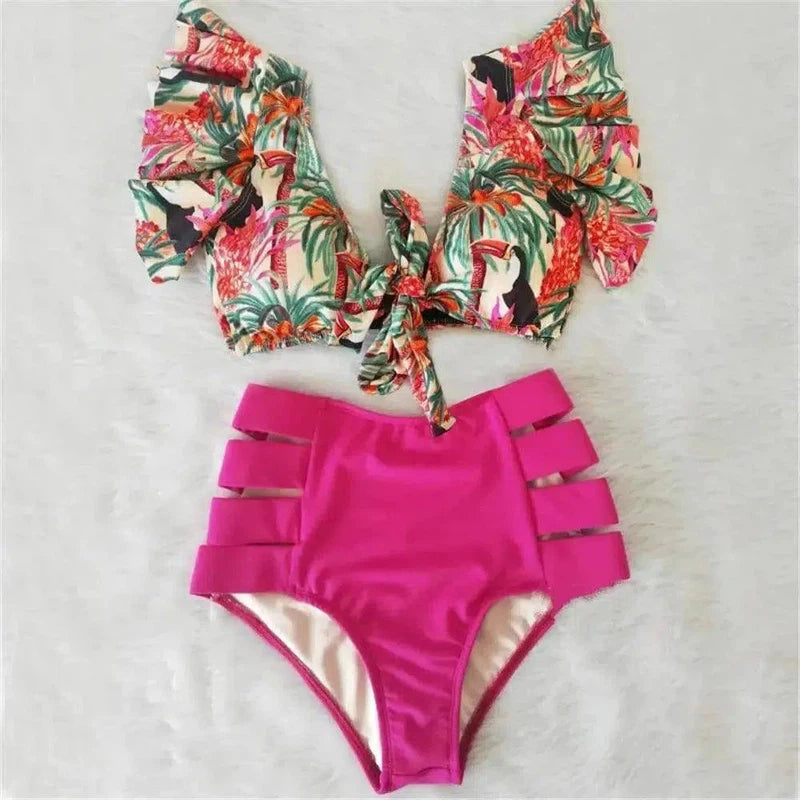 Ruffled Bikini Split Swimsuit European And American-ROSERENB-8