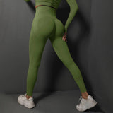 Seamless Gym Leggings Women Yoga Pants High Waist Booty-Army Green-11