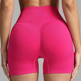 Seamless Yoga Shorts Women Solid Color High Waist Hip-lifting Fitness Pants Running Sweatpants-3