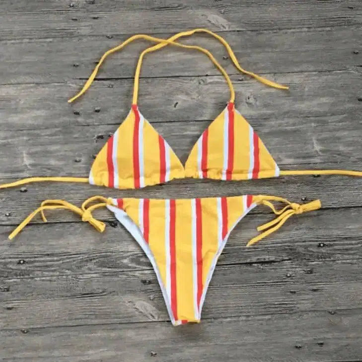 Sequins sexy bikini split swimsuit ladies-Yellow3-14