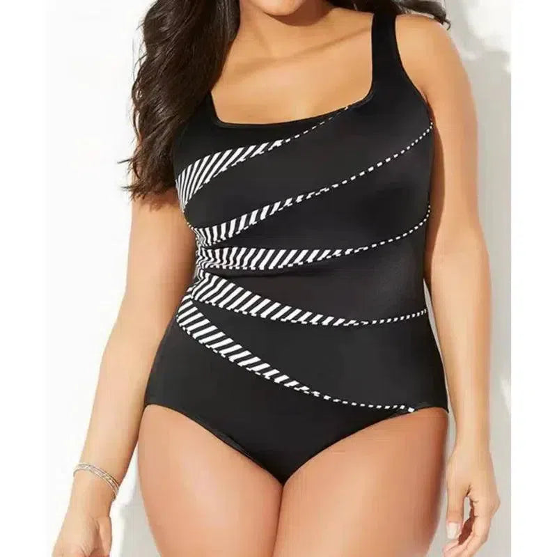 5XL Large Size Closed Swimwear 2024 Push Up Bodysuit-9