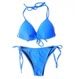 Bikini Swimsuit With Top-up Gathered Triangle Cup-Blue-1