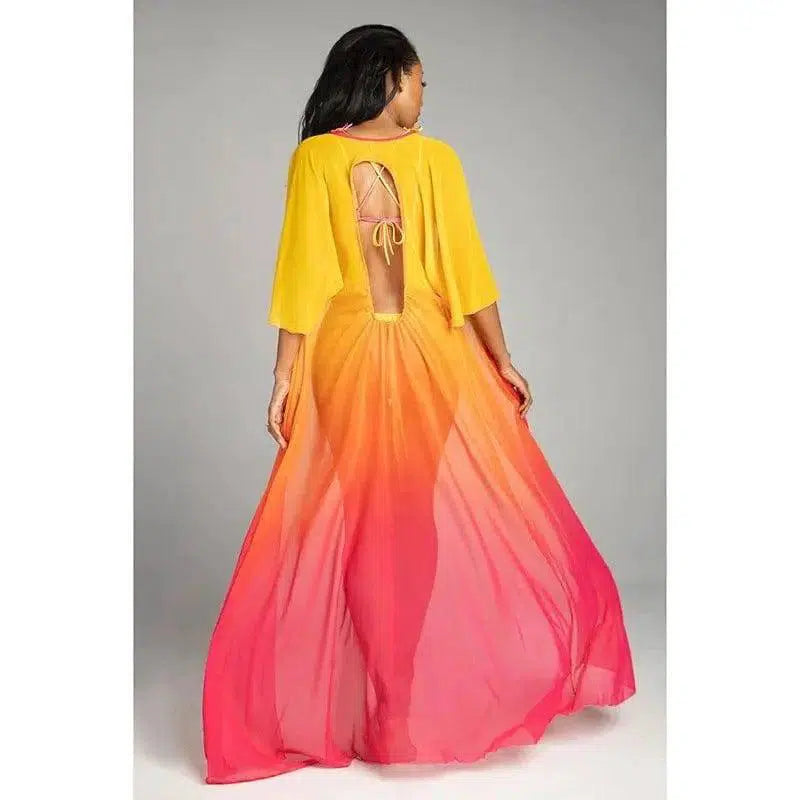 Gradient Swimwear European And American Bikini Split-Veil-3