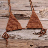 Hand Woven Beach Bikini Swimsuit-Coffee-9