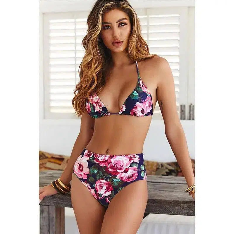 High Waist Split Swimsuit Women European And American-Printing2-3