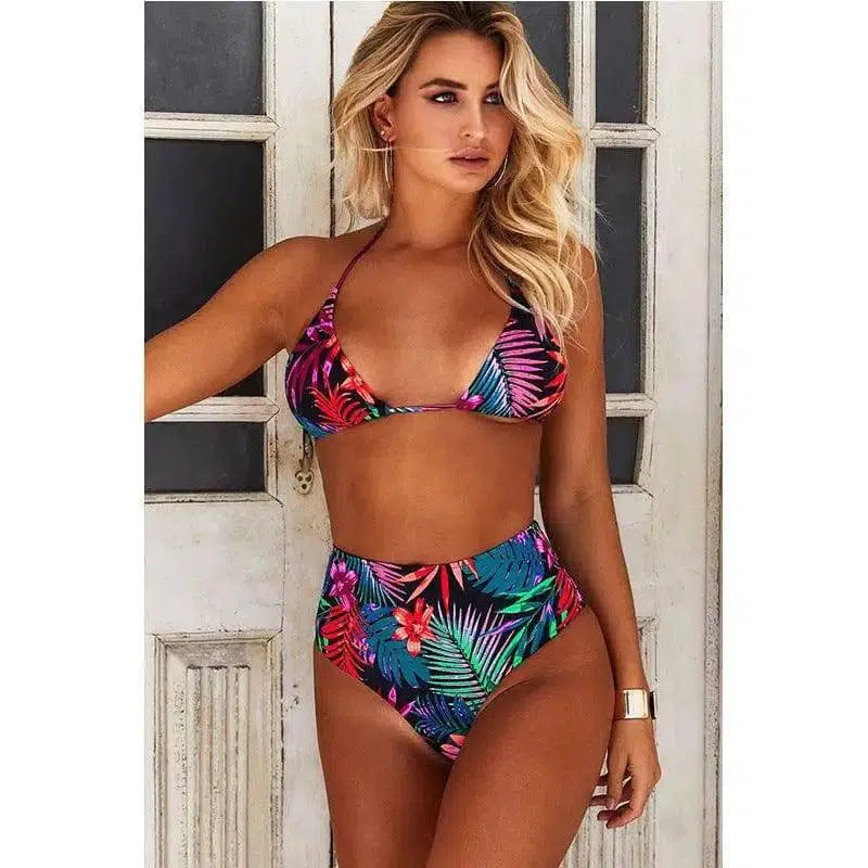 High Waist Split Swimsuit Women European And American-Printing5-4