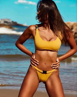 lady split swimsuit-Yellow-3