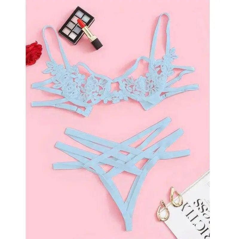 lingerie three-point suit-Blue-4