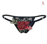 Sexy panties big flower panties-black-3