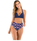 Printed High-waisted Two-piece Swimsuit-Flamingo-6