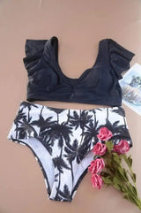 Swimsuit Printed Split Bikini Swimsuit Women Swimwear-2Black-11