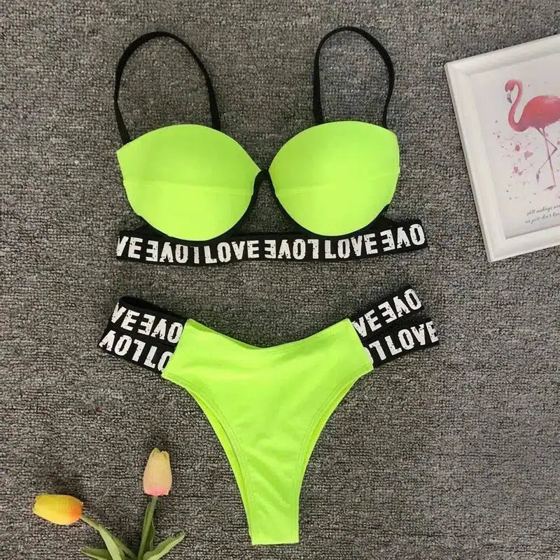 white leopard bikini-Green-6