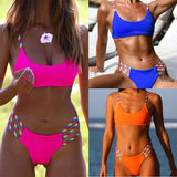 Women Bandage Push Up Padded Bandage Patchwork Bikini-1