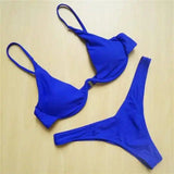 Women Bikini Beachwear Push-up Swimwear Swimwear-Blue-10