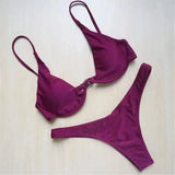 Women Bikini Beachwear Push-up Swimwear Swimwear-WineRed-11