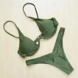 Women Bikini Beachwear Push-up Swimwear Swimwear-Green-12