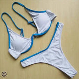 Women Bikini Beachwear Push-up Swimwear Swimwear-Whiteblue-13