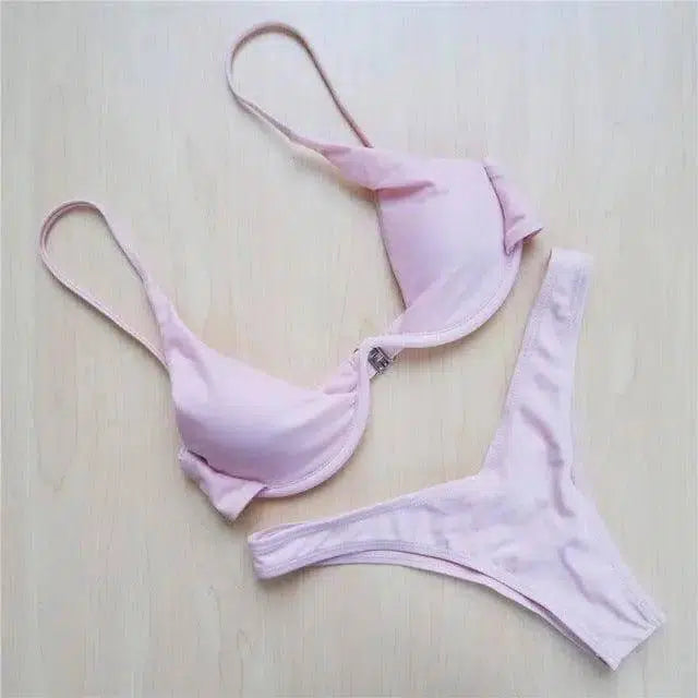 Women Bikini Beachwear Push-up Swimwear Swimwear-Pink-6