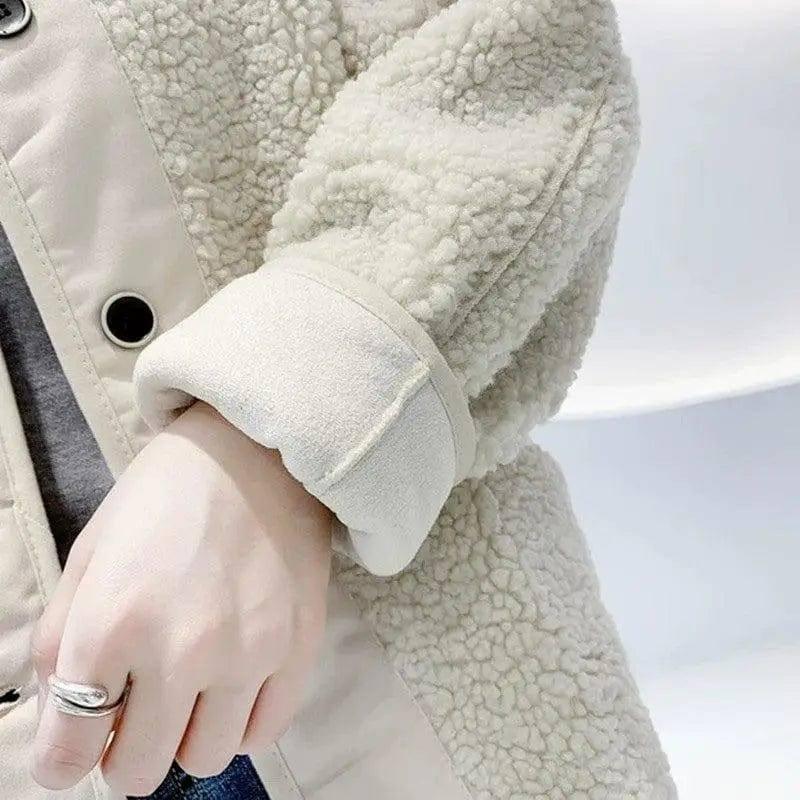 Short Lamb Hair Loose All-match Stitching Fur Short Coat-5