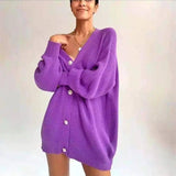 Simple atmosphere sweater coat-Purple-2