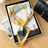 Simple Decorative Oil Painting Ear Scarf-Yellow Border Steed-1