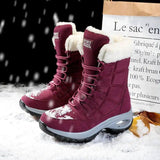 Snow Boots Women Winter Plus Velvet Warm Cotton Shoes-Bordeaux-3