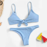 Solid color triangle split bikini-SkyBlue-7