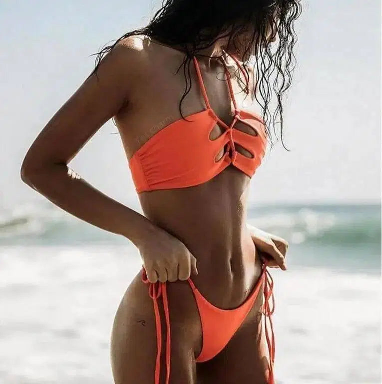 speed selling explosion Bikini Bikini split swimsuit-Orange-1