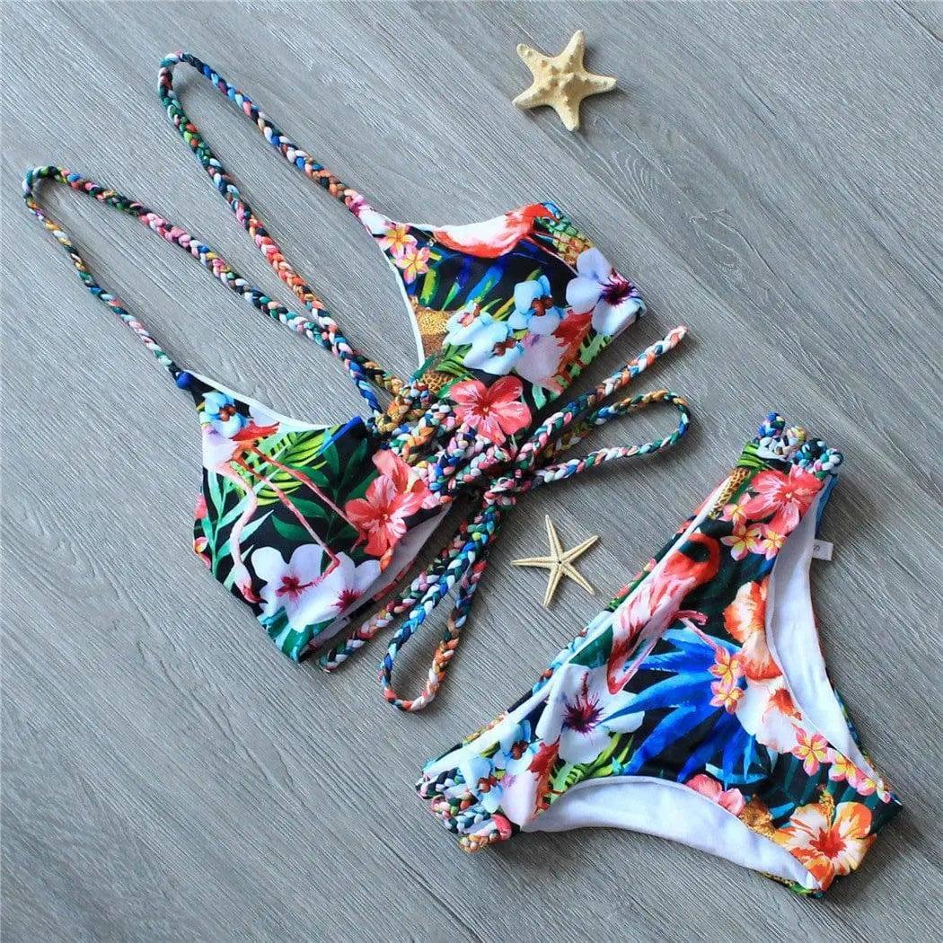 Split hand-knitted printed bikini-Picturecolor-1