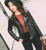 spring and autumn new ladies leather short Korean version of-black-4