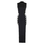 Strap Backless Temperament Long Dress-3