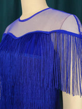 Stunning Royal Blue Plus-Size Tassel Dress-3