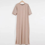 Oversized Long Summer Plus Size Women Slit Dresses 6xl 7xl 8xl 9xl 10xl Cotton Loose Casual Maxi Harajuku Za Boho Dress Black-Khaki-10