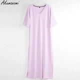 Oversized V Neck Plus Size Women Maxi Dress 4xl 5xl 6xl 7xl 8xl 9xl 10xl Summer Casual Loose Long Korean Harajuku Boho Dresses-4