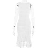 Summer Slim Skinny Sleeveless Dress For Women Fashion Party-White-13