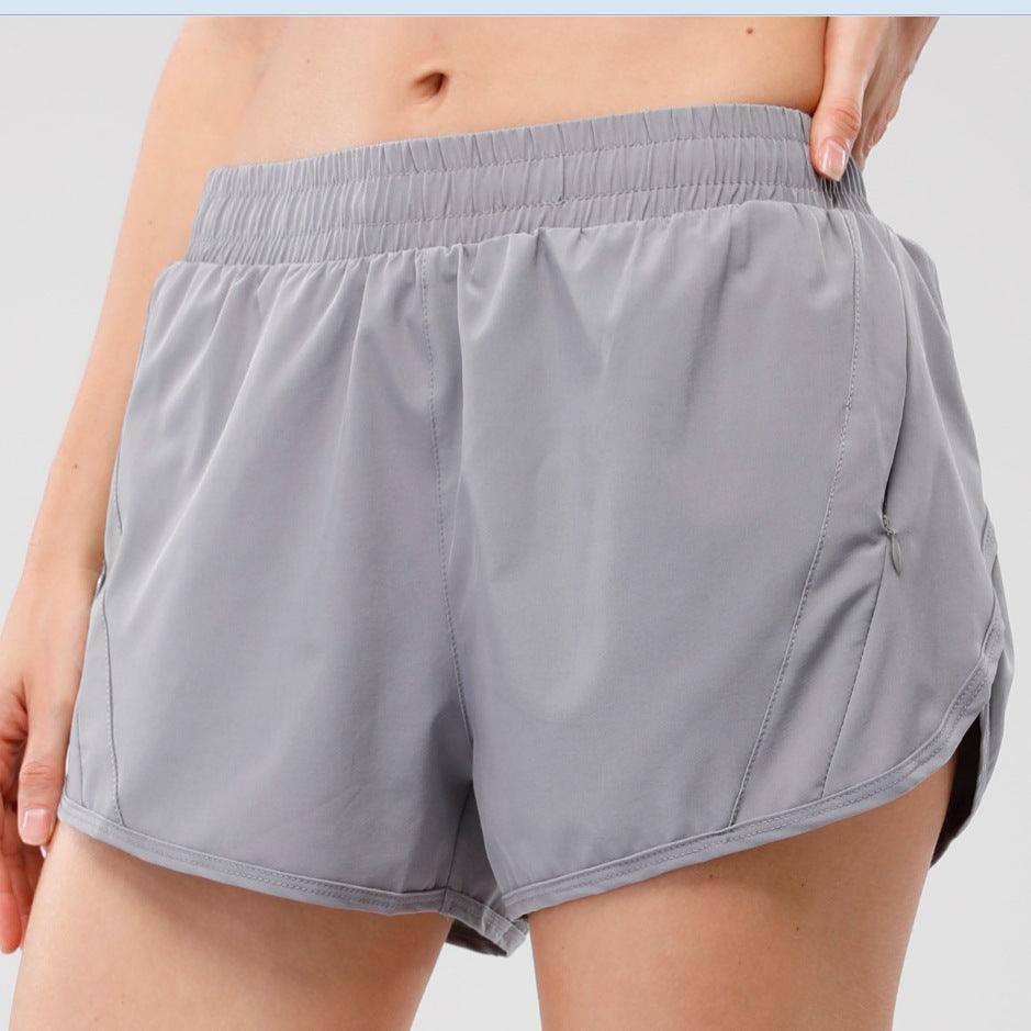 Summer Sports Shorts With Zipper Pockets Breathable Loose-Light Grey-8