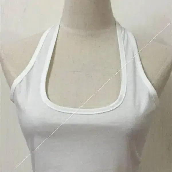 Summer Woman Halter Tops Crop Top White Vest Small-White-5