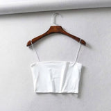 Summer Women's Crop Top Sexy Elastic Cotton Camis sleeveless-WHITE-9