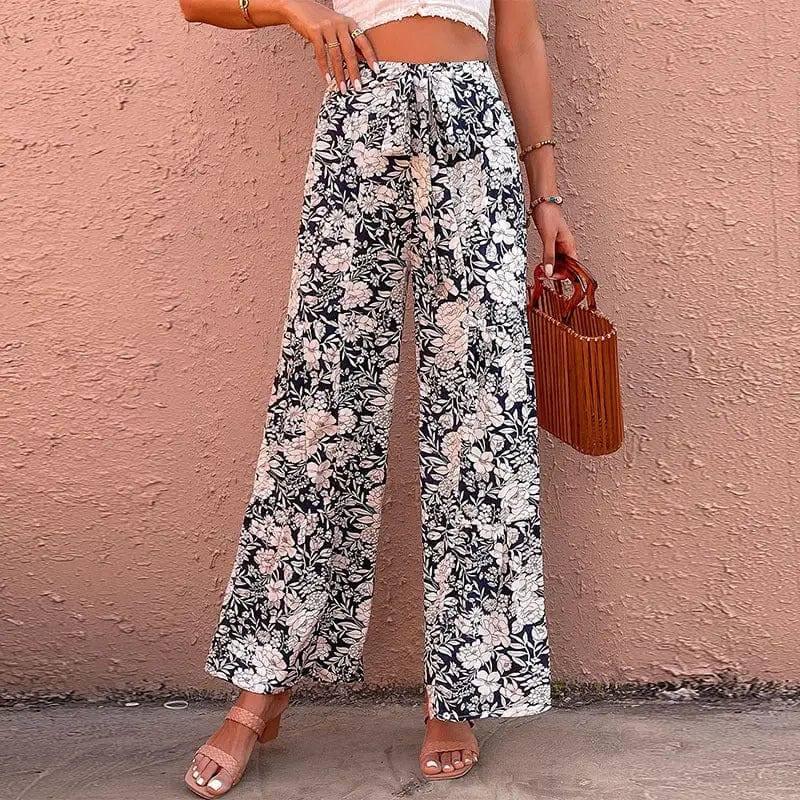 Summer Women's Printed High-waisted Bootcut Pants-6