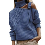 Sweater autumn and winter solid color sweater-Blue-6