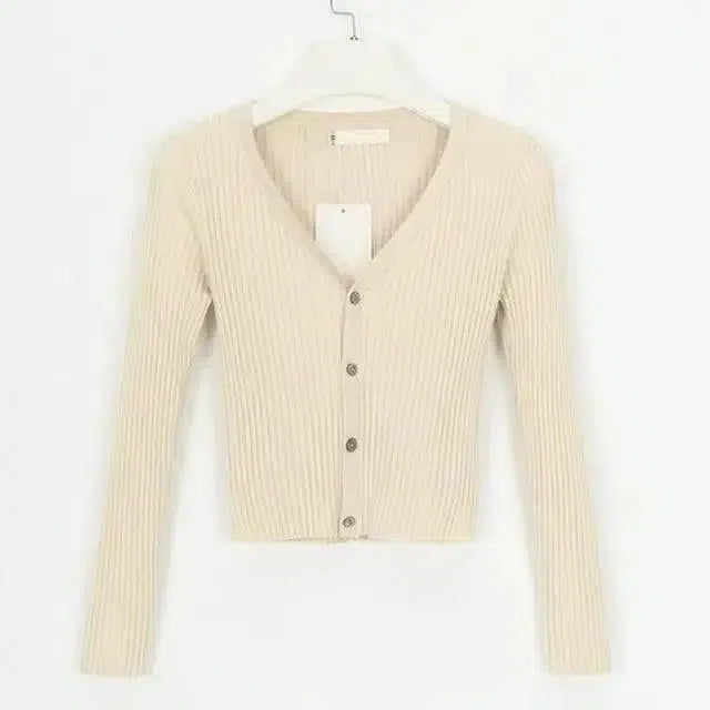 sweater cardigan women Slim sweaters-Khaki-13