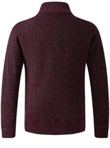 Sweater Jacket Stand Collar Hollow Solid Color Knit-maroon-3